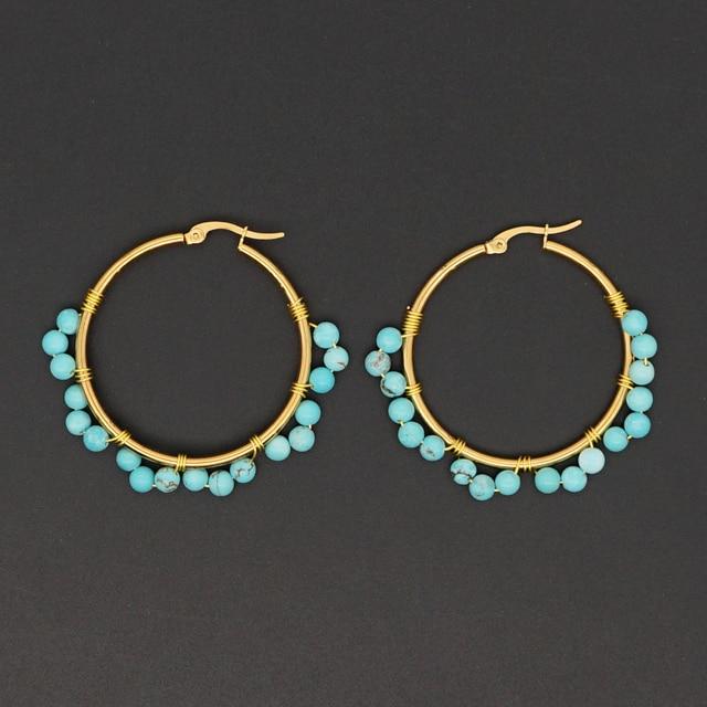 Gold Plated Hoop Earrings For Women Jewelry  Bohemian Fashion Pearls Ear Ring Freshwater Pearl Earring Wholesale
