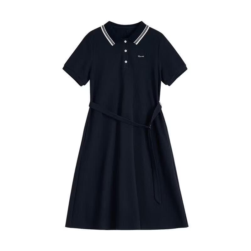 Chuyu Women's Sporty Colorblock Polo Midi Dress