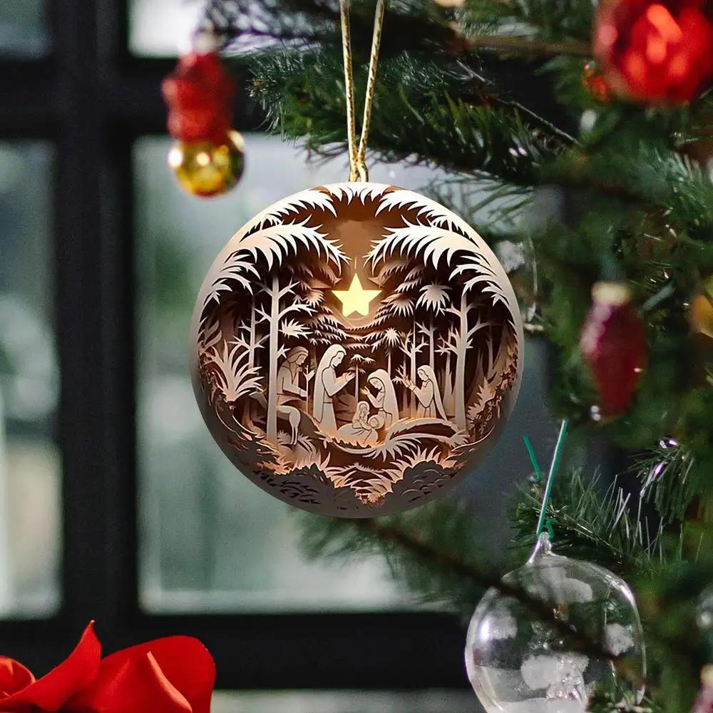 6-pack julkrubba prydnader, julgrans julkrubba hängande prydnader, Jesu födelse dekor för kristen familj