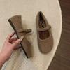 Fairy foreign style fluffy shoes female winter wear French evening temperament women velvet Mary Jane single shoes flat cotton shoes