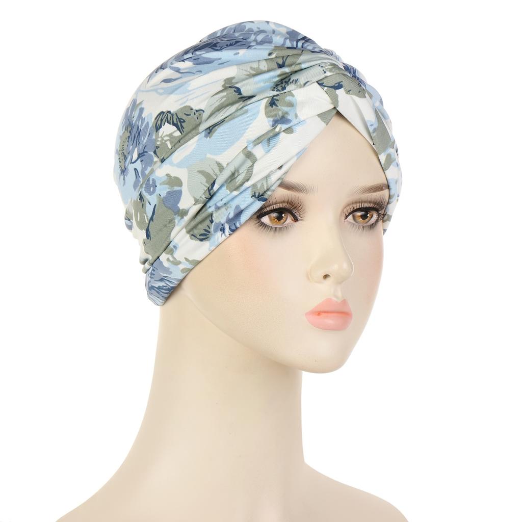 Soft Elastic Colorful Muslim Inner Hijabs Women Islamic Muslim Hijab Instant Turban Cap For Ladies Stripe Bohemia Print