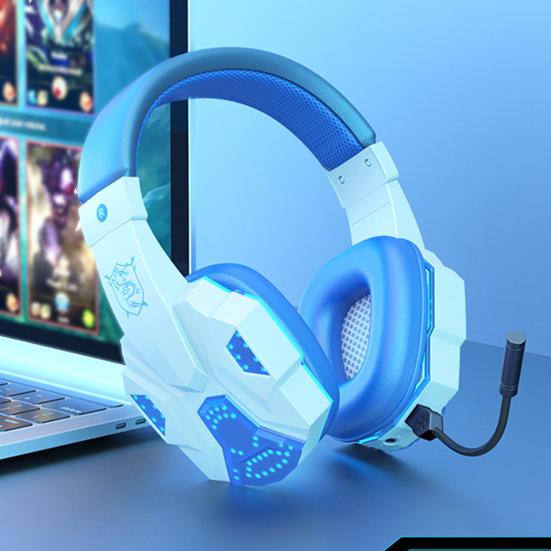 Casque de jeu stéréo à réduction de bruit avec microphone, éclairage LED surround, compatible Bluetooth 5.1