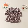 Girls Floral Long Sleeve Dress Sweet Princess With Lace Collar For Spring Autumn Toddler And Kids