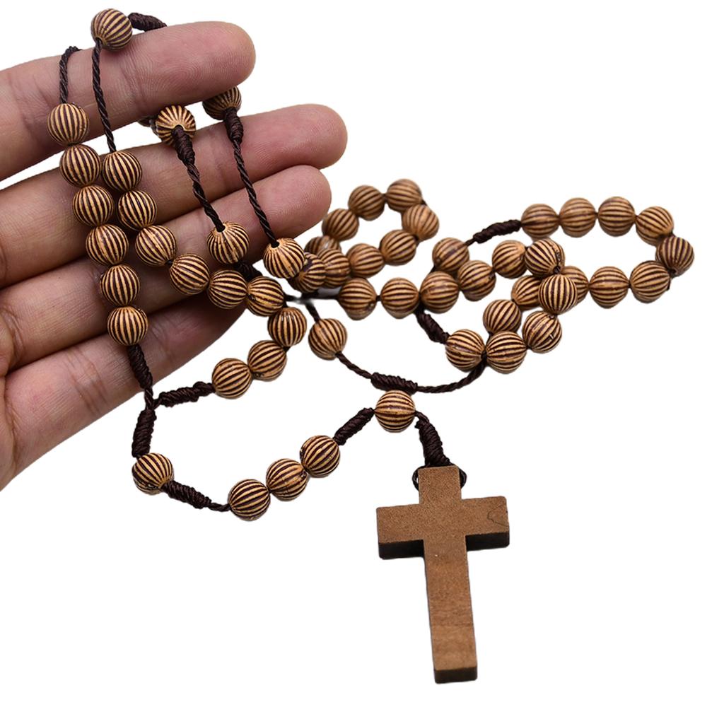 Catholic Rosary Bead with Cross Wood Beads Christening Favor for Confirmation