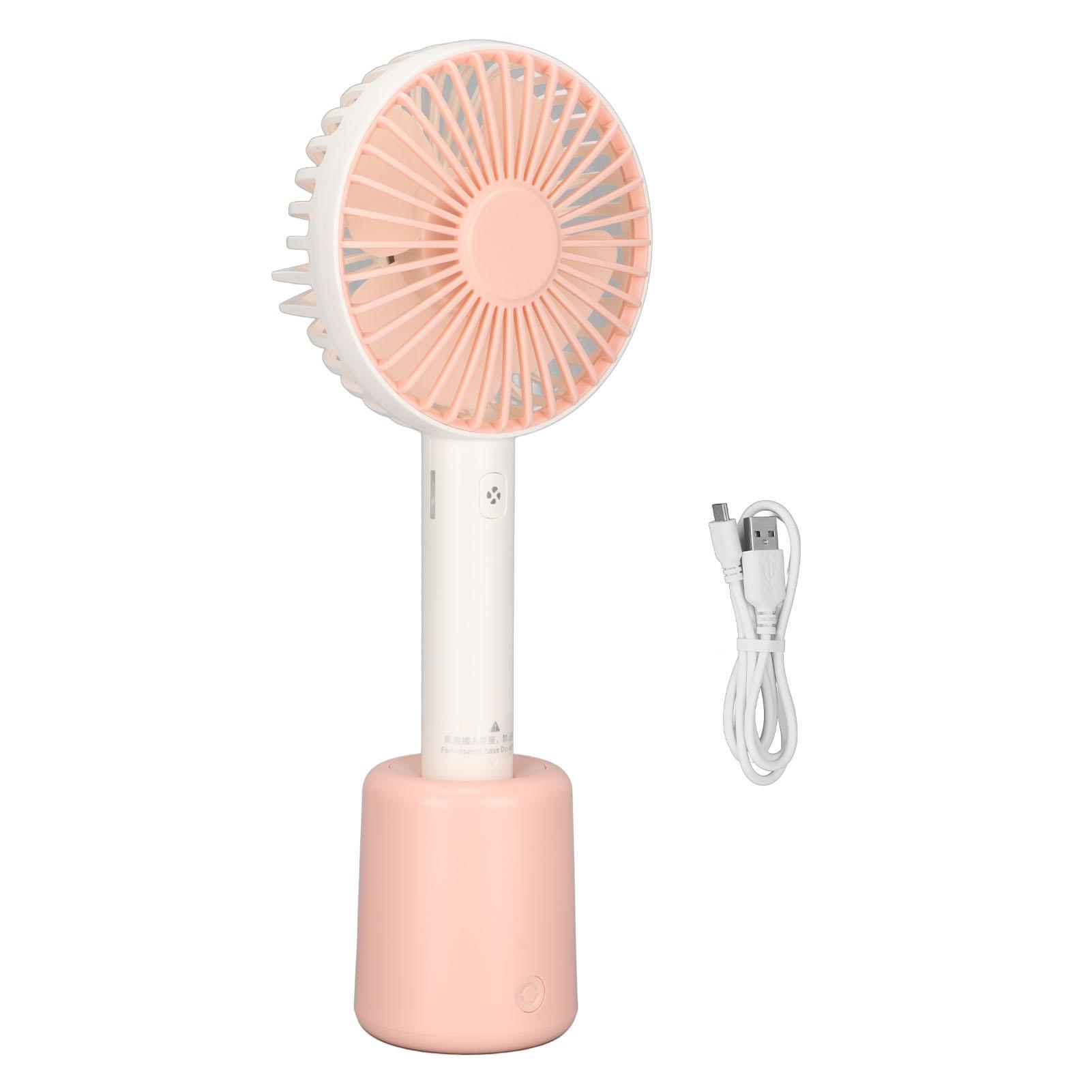 

Portable Handheld Fan 3 Levels Automatic Shaking Head USB Rechargeable Battery Operated Small Handheld Fan for Travel рожевий