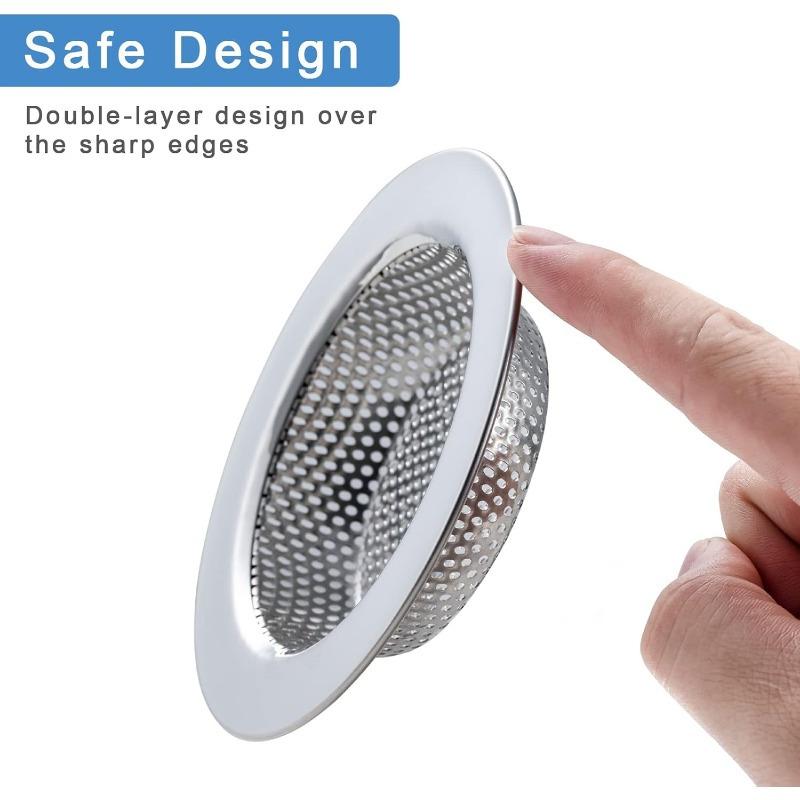 2/4pcs Heavy-Duty Sink Strainers with Upgraded Double-Layer Safety, Anti-Clog Drain Basket,Stainless Steel Sink Drain Protector