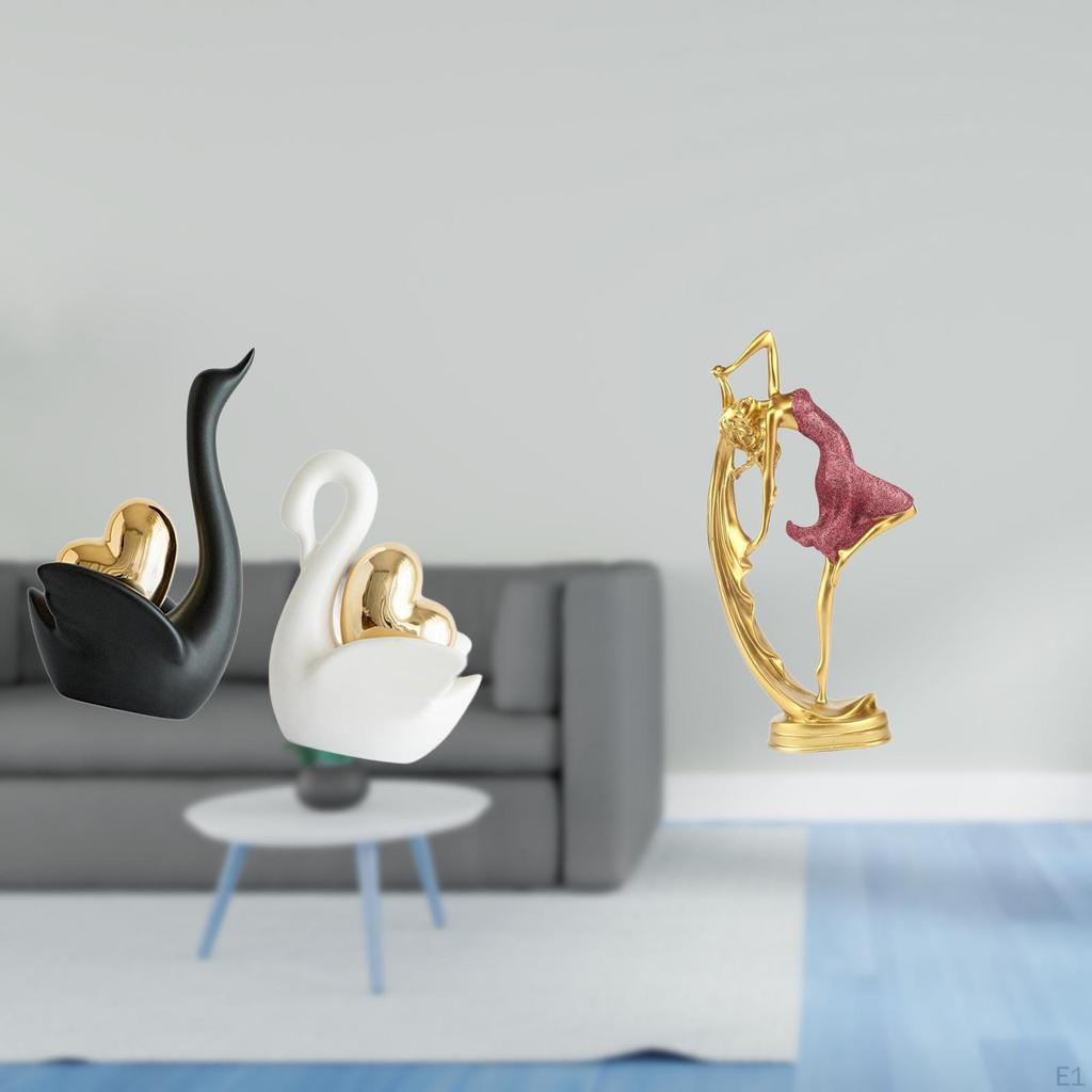 Elegant Swan Ballerina Figurines Artful Tabletop Ornaments for Home Office Decor Graceful Dancer