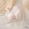Non-magnetic steel rim bra, light and thin, large breasts, small lace bra, four-breasted breast adjustment type, large size.