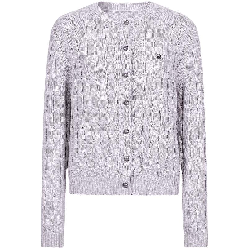 

JZ·ANNACK Women s Old Money Style Round Neck Cable Knit Cardigan - 2025 Winter L