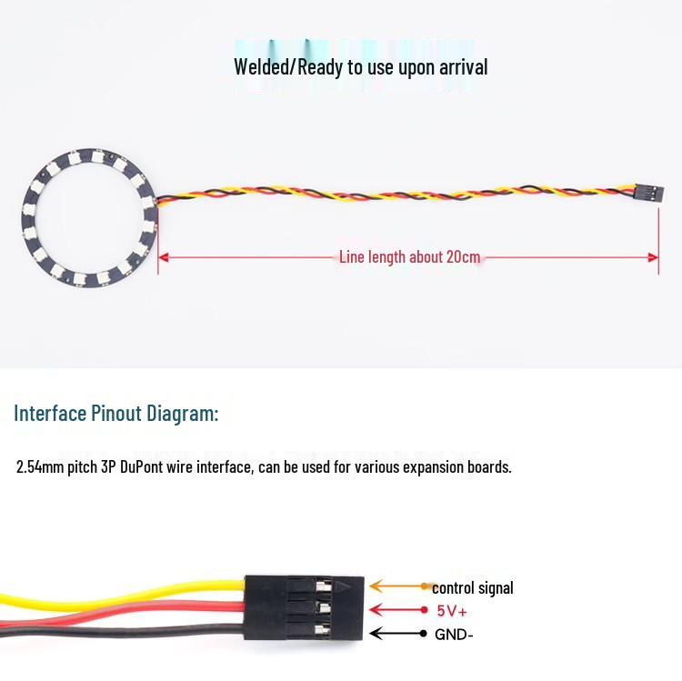 Arduino-Compatible 8x8 RGB LED Panel Ring with WS2812B Magic Color Dot Matrix, 5V Drive