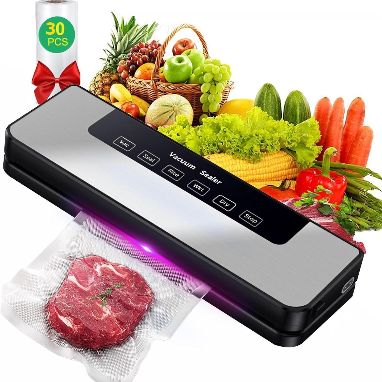 

Fully Automatic Vacuum Sealing Machine, Kitchen Plastic Sealing,Preservate Food, with 10 Airtight Bags,Accessory Hose for Save