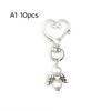 10Pcs Guardian Angel Key Rings 6cm Cute Angel Wing Heart Keychains White Pink Blue Alloy for Family Member Small Gift