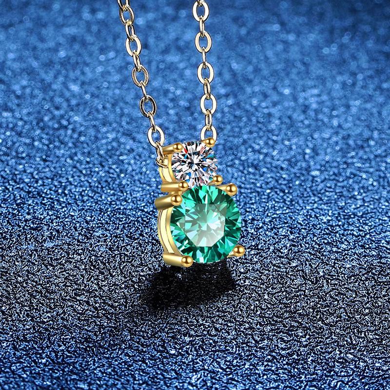 Color Moissanite Pendant Necklace Women D Simple Clavicle Chain