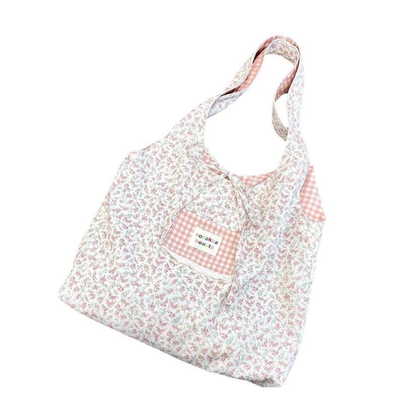 22 Large-capacity Bag Spring and Summer Student New Floral Cloth Bag Canvas Bag Shoulder Flower Splicing Model