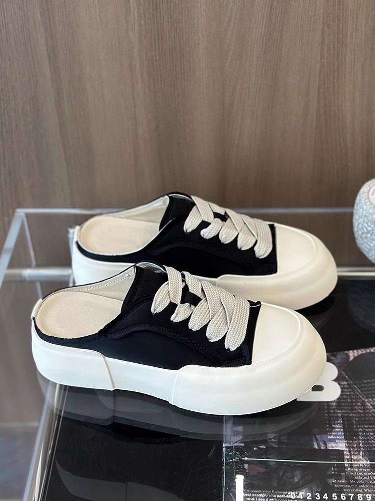 Satin bag head half drag women 2025 new satin shoes bread slippers outer wear color matching lazy casual sandals light