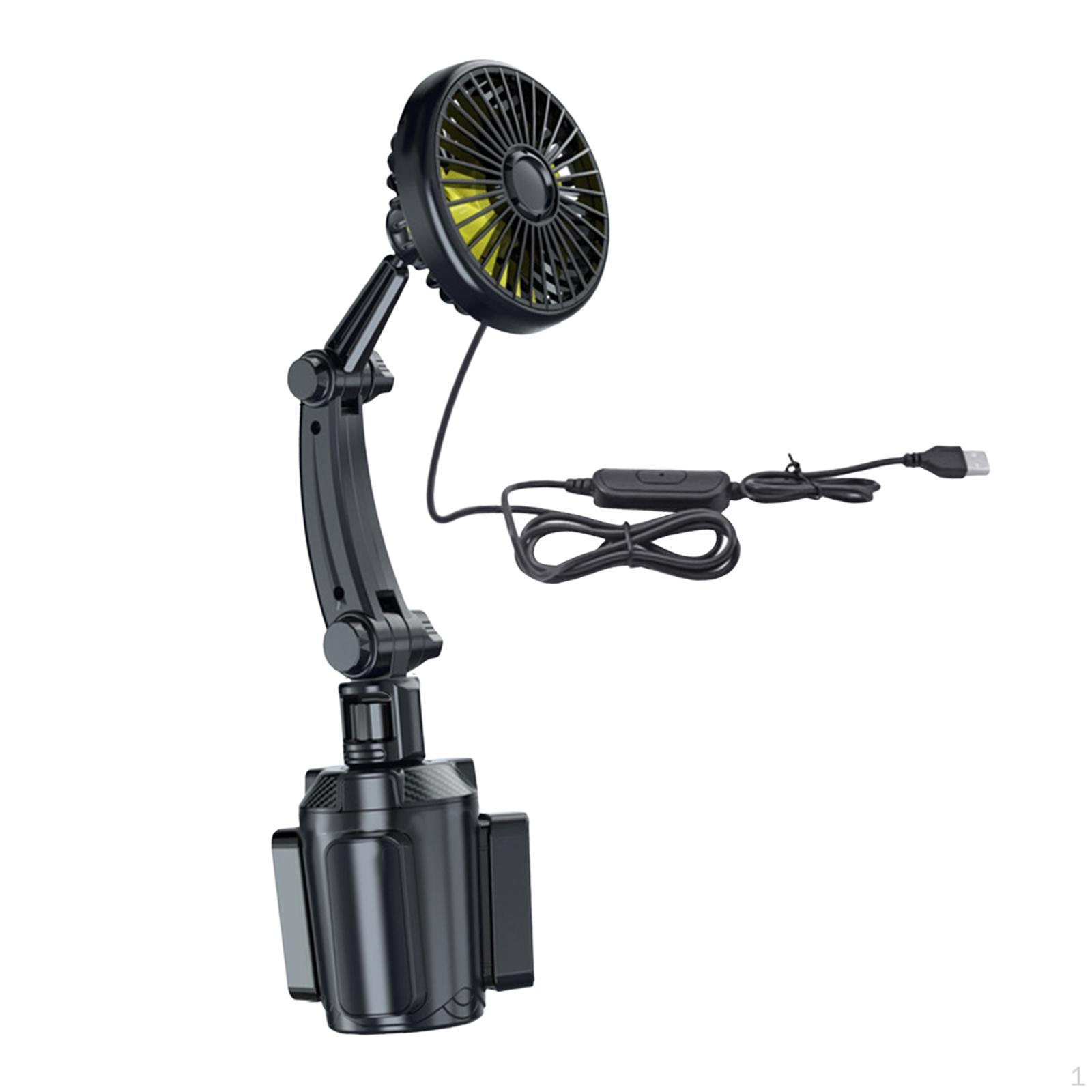 

12V 24V Car Cooling Fan Speed Mounted in Cup Holder Low Noise Anti Slip Degree Rotation for Vehicles