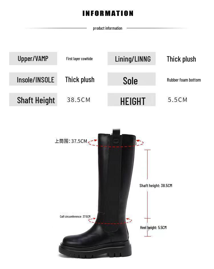 2025 Women's Over-the-Knee Leather and Fur Snow Boots, Plus Size, Fleece-Lined, Extra Wide, High-Leg