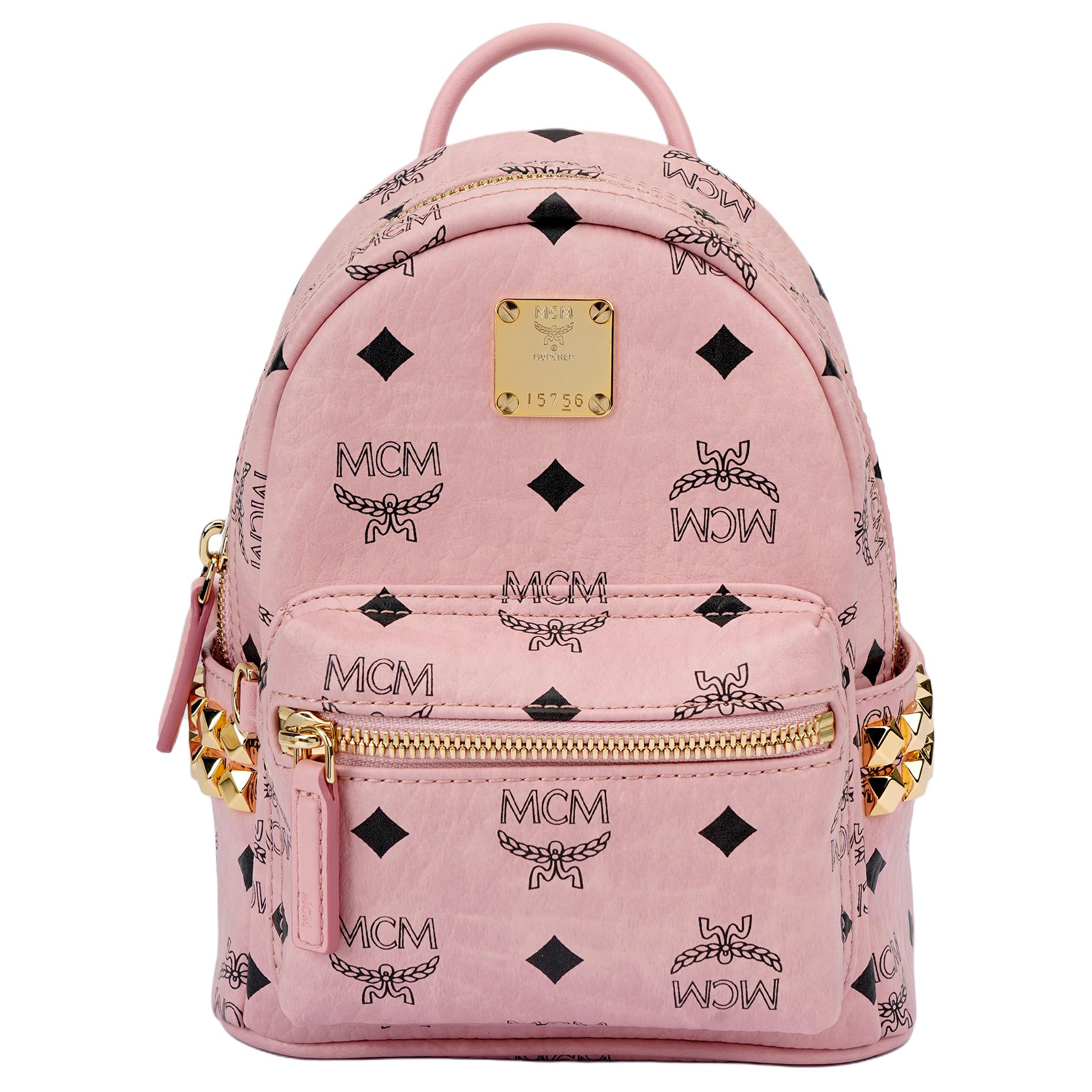 

MCM Stark Bebe Boo З шипами Штучна шкіра Міні-рюкзак Жіночий рюкзак Рожевий MMKEAVE17PZ001 Basic Set (Bag+Dust Bag)