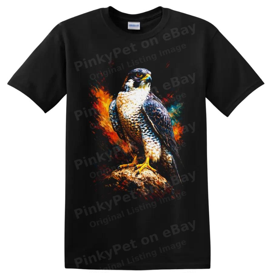 Peregrine Falcon T Shirt Colorful Bird of Prey Wildlife Art Graphic Tee Gift