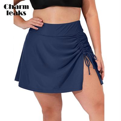 Gonna da bagno con coulisse e slip incorporato in vita da donna taglie forti