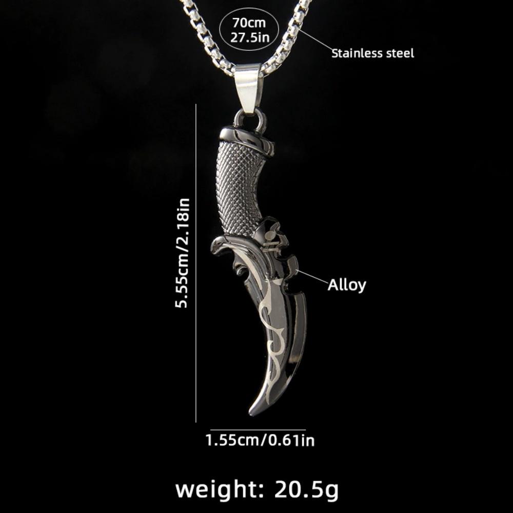 Nuova Collana con Ciondolo Coltello a Texture Geometrica da Uomo Stile Punk Hip-Hop Catena per Maglione Dominante Accessorio Vendita all'Ingrosso