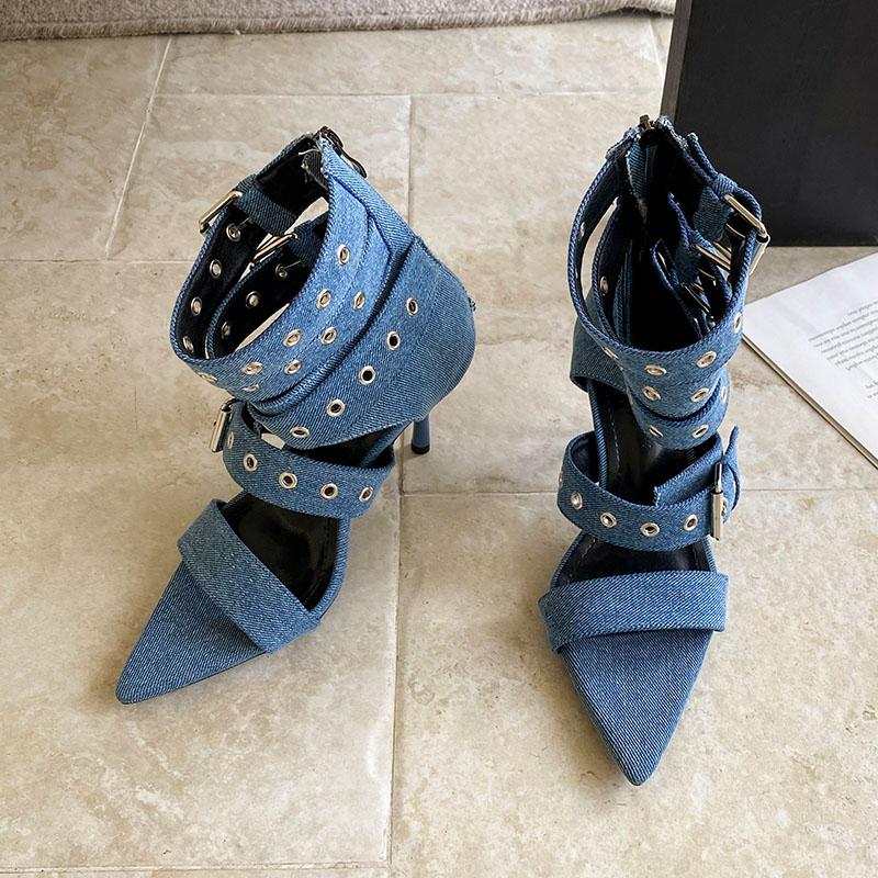Fashion Fashion Open Toe Modern Women Ankle Boots With Thin Heels Shoes Female Ankle Buckle Footwear Ladies Heeled Sandals Booties Shoes