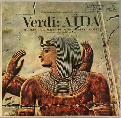 LP Record VERDI, MILANOV, BARBIERI, BJOERLING - Highlights From Verdi: Aida LM2046 RCA VICTOR 1957 US Classical Used
