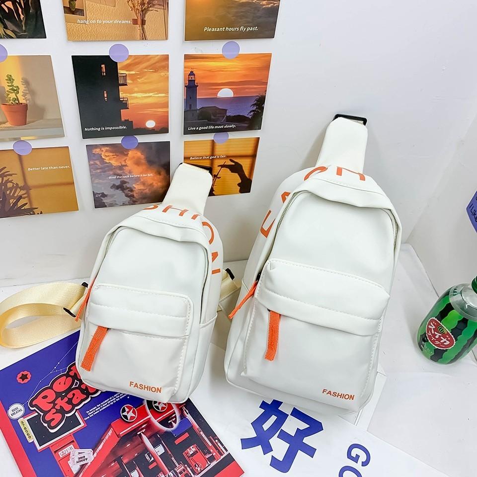 Fashionable Childrens Canvas Crossbody Bag With Cool Letter Print For Daily Use White Small