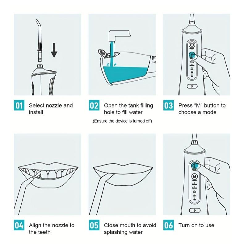 Portable Cordless Water Flosser 4 Cleaning Modes USB Rechargeable 1500mAh Lithium Battery Dental Flosser for Teeth Cleaning Oral Irrigator