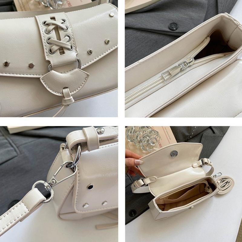 Y2k Rivet Belt Design Pu Shoulder Underarm Bags for Women Solid Color Cool Girls Crossbody Bag Simple Female Phe Handbags