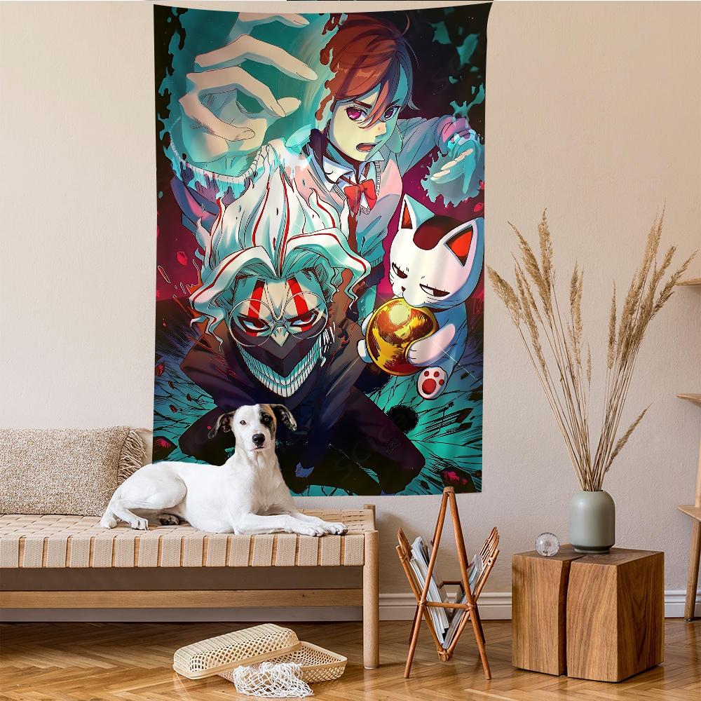 Urban Anime Girl Tapestry Wall Hanging Bold Eyeglasses Expressive Characters Perfect for Otaku Bedroom Trendy Room Decor