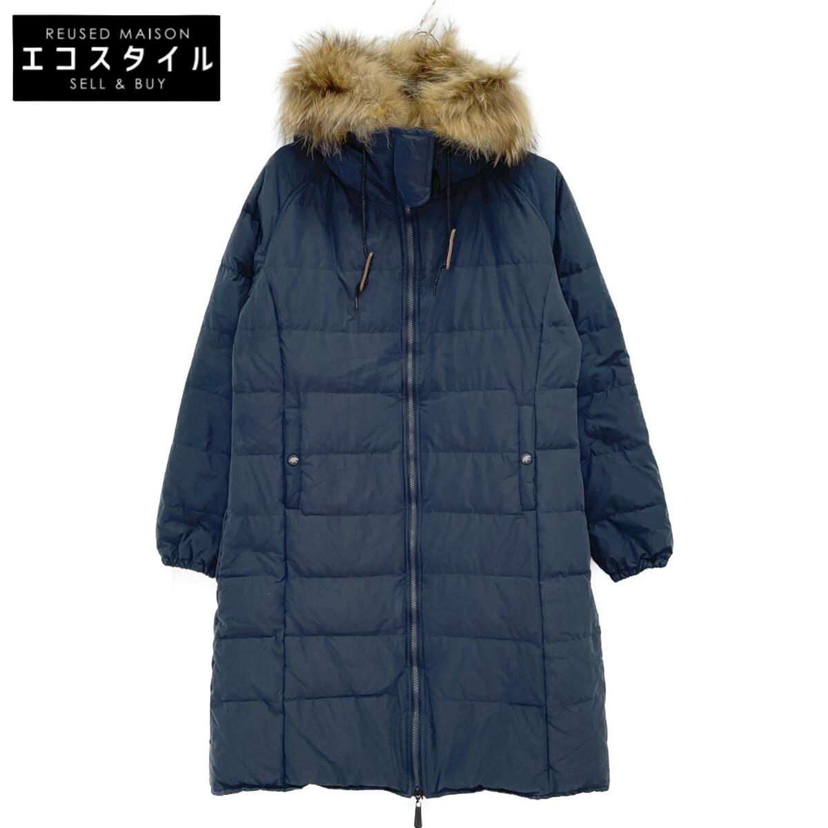 

HUNTING WORLD 72JK62 Navy Fur Hooded Down Coat coat 44 NavyUsed