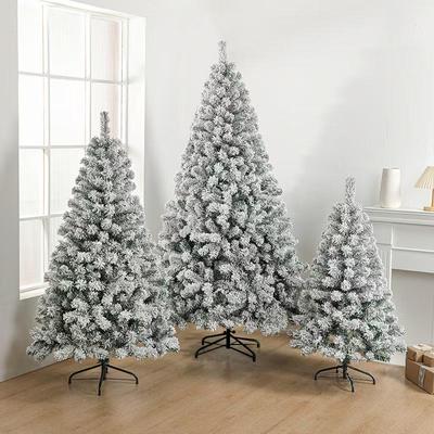 White Flocked PVC Christmas Tree, Dense Snowfall Simulation, 0.45m—2.1m Floor Standing Ornament