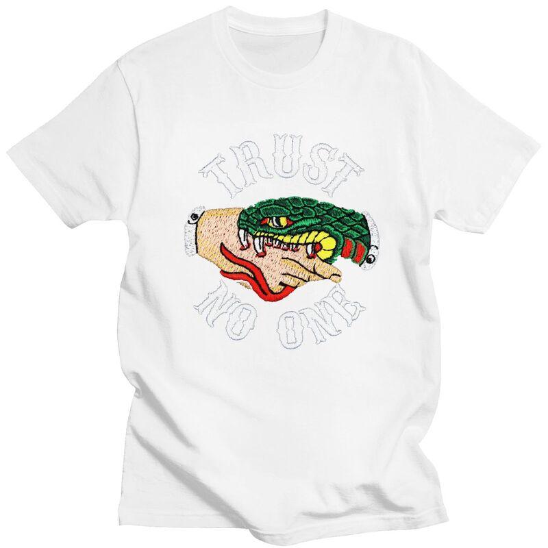 Custom Trust No One T Shirts for Men 100 Cotton Tees Tshirts ShortSleeve Fashion Tshirt