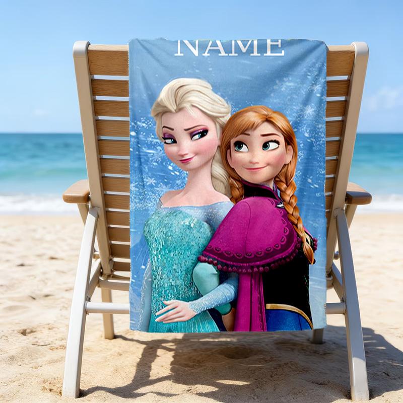 1pc Frozen5 Beach Towel with Custom Name, Beach/Swimming/Bath/Picnic/Camping Towel, Suitable for Seaside Beaches
