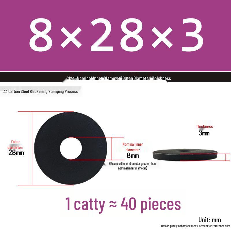 Thickened Black Flat Washer: Enhanced Round Metal Spacer for Home Use