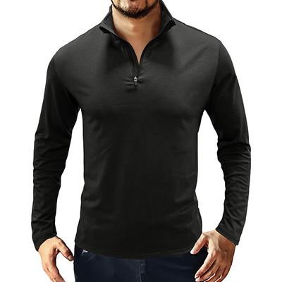 Herbst und Winter Herren Langarm T-Shirt Herren Stehkragen Pullover Reißverschluss Poloshirt