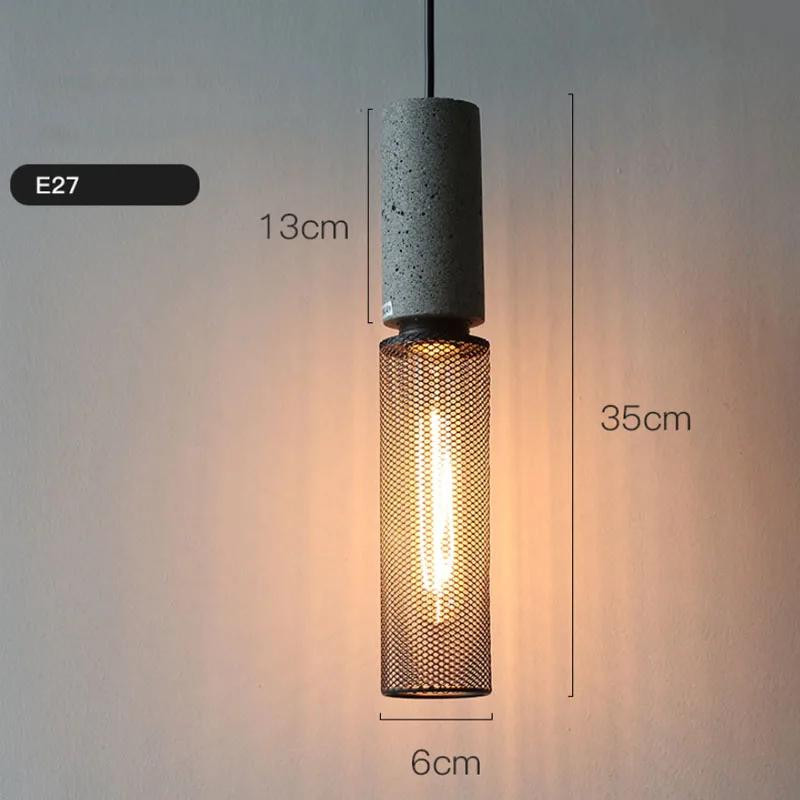 Modern Industrial Style Pendant Light Indoor LED Cement Chandelier Suspension Bedroom Hanging Light for Hall Cafe Bar Table
