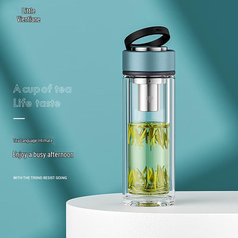 WANXIANG Double-Layer Glass Sport and Tea Infuser Bottle