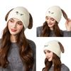 Pinch Ears Will Ring Knitted Hat Women Autumn Winter Windproof Warm Embroidered Dog Wool Hat