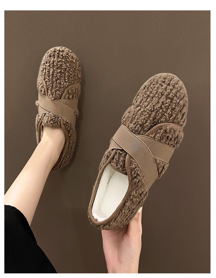 New 2025 Women's Fleece-Lined Beanies & Soft Sole Non-Slip Furry Shoes for Autumn-Winter Outdoor Wear