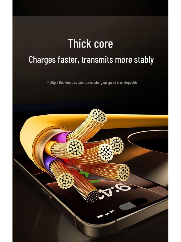 240W Fast Charging Silicone Cable with Colorful Light, Dual TYPE-C for Phones and Tablets