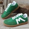 Fashion Spring Autumn Green Lace Up Sneakers Women Fashion Faux Suede Round Toe Sports Shoes Woman Sewing Striped Flats Shoes Female