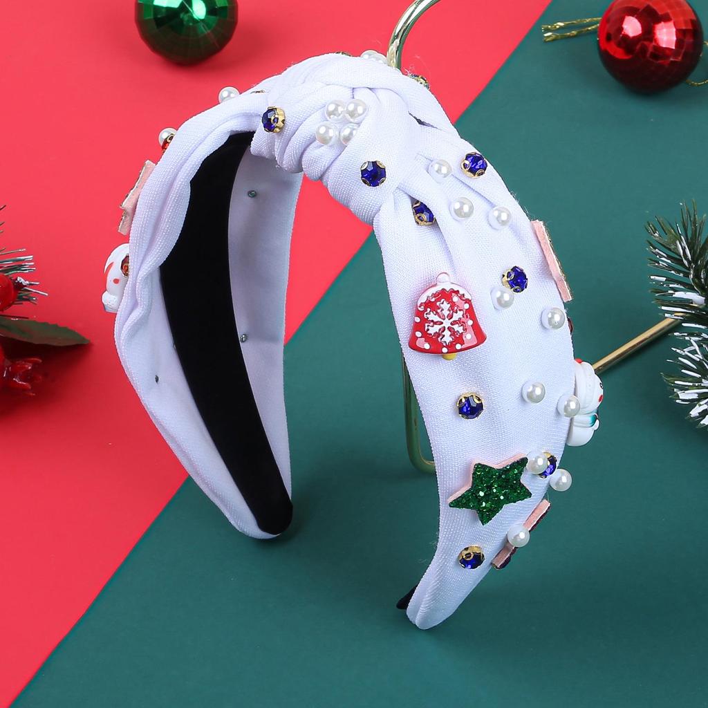 Christmas Cartoon Reindeer & Santa Rhinestone Headband – Festive Party Hair Accessory
