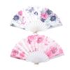 Retro Flower Printed Folding Fan Classical Dancing Fan Women Cheongsam Fan Portable Hand Held Fan Wedding Fan Decor Gifts