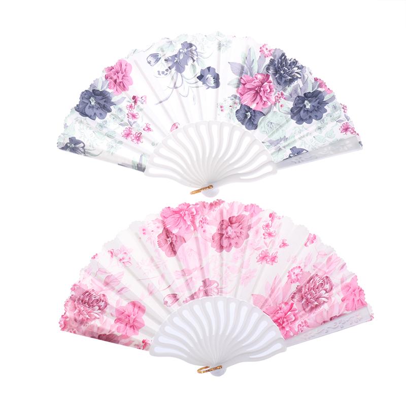 Retro Flower Printed Folding Fan Classical Dancing Fan Women Cheongsam Fan Portable Hand Held Fan Wedding Fan Decor Gifts