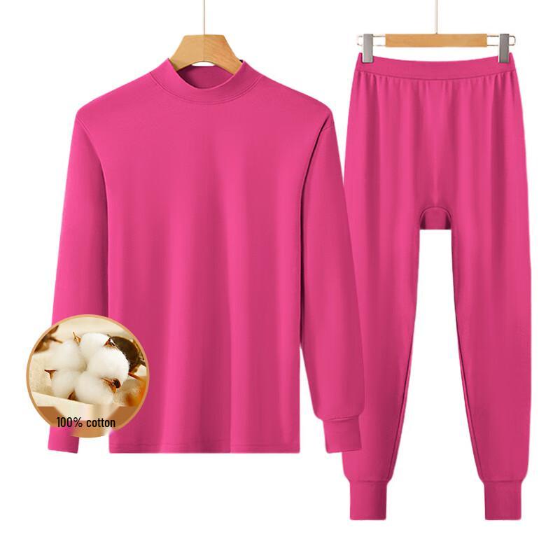 Yuzhaolin Women's Mid-neck Cotton Thermal Underwear Set