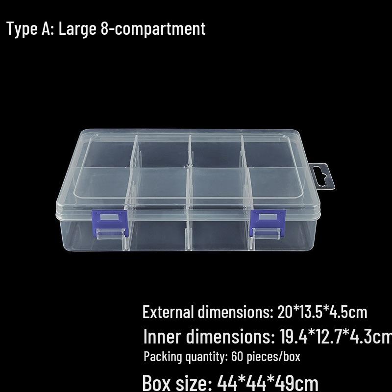 8-Compartment Adjustable Transparent Storage Box for Phone, Cables & Crafts