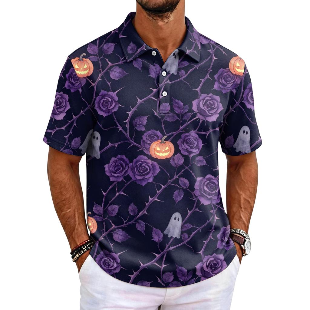 Men's Halloween Print Short Sleeve Shirt for Casual Party Wear