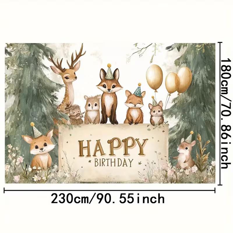 2D Forest Animal Photography Backdrop for Baby Shower Birthday Party